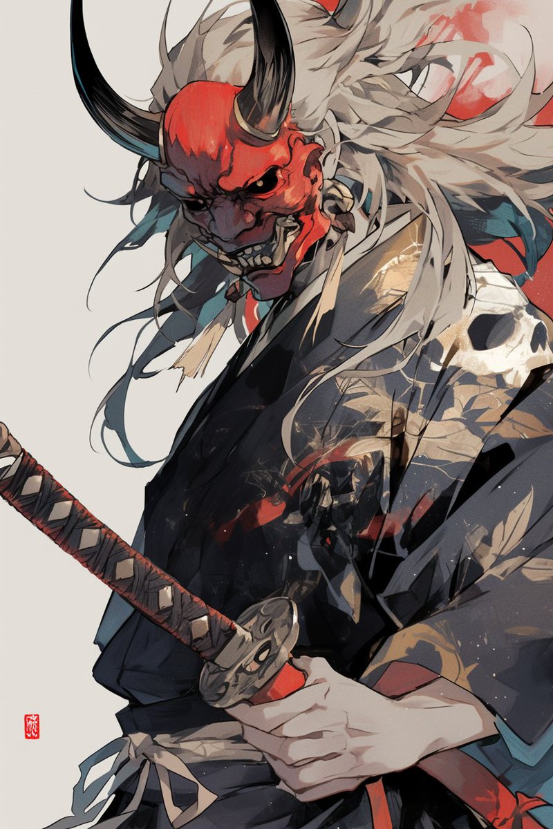 AdMapss's tweet image. Oni mask, samurai