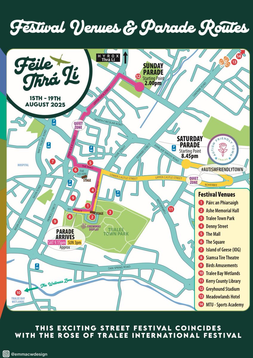 countykerry's tweet photo. 🔈 Reminder: Some roads will be temporarily closed this afternoon for the Roses in the Sunlight Parade ☀️🌹
📍Tralee
#KerryCountyCouncil #YourCouncil #DiscoverKerry #TraleeEvents #KerryFestivals #RoseOfTralee https://t.co/9S0jwTF5FY
