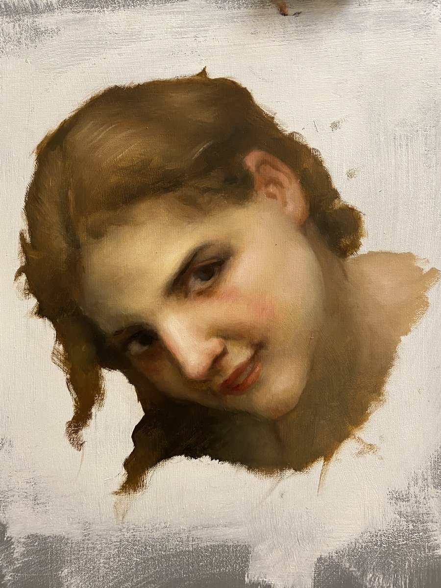 NoChantalQui's tweet image. Two little Bourgerou… no wait Beaugerau… no wait what… ah Bouguereau studies from my covid isolation. #frenchie #art #fangirl #copy #ölmalerei #kunst #künstlerin