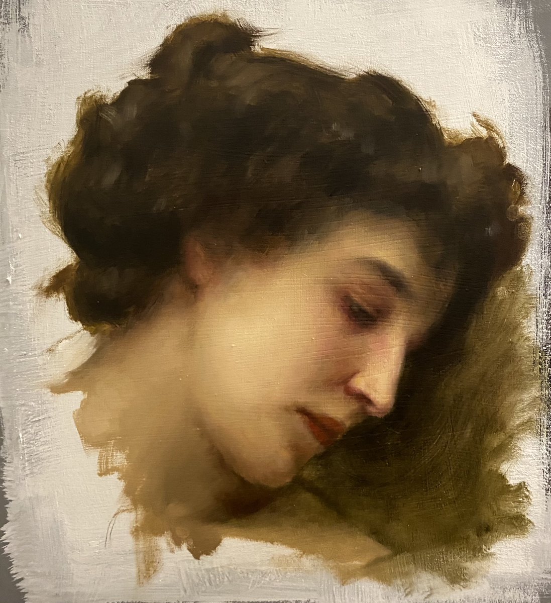 NoChantalQui's tweet image. Two little Bourgerou… no wait Beaugerau… no wait what… ah Bouguereau studies from my covid isolation. #frenchie #art #fangirl #copy #ölmalerei #kunst #künstlerin
