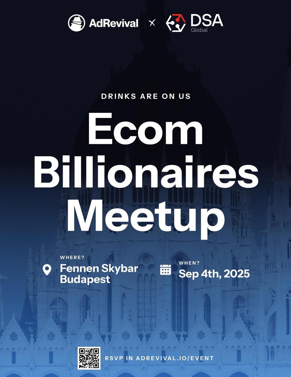 mark_deken's tweet photo. Can’t wait for the Ecom Billionaires Meetup in Budapest around Affiliate World. Together with 7 &amp; 8-figure brands. 

📍 Fennen Skylar
⏰ Sept 4th - 8pm

We’re hosting it together with @DandiG_ from Ad Revival. Come see us, drinks are on us. 🥂

DM for entry https://t.co/DkqDMa4KfQ