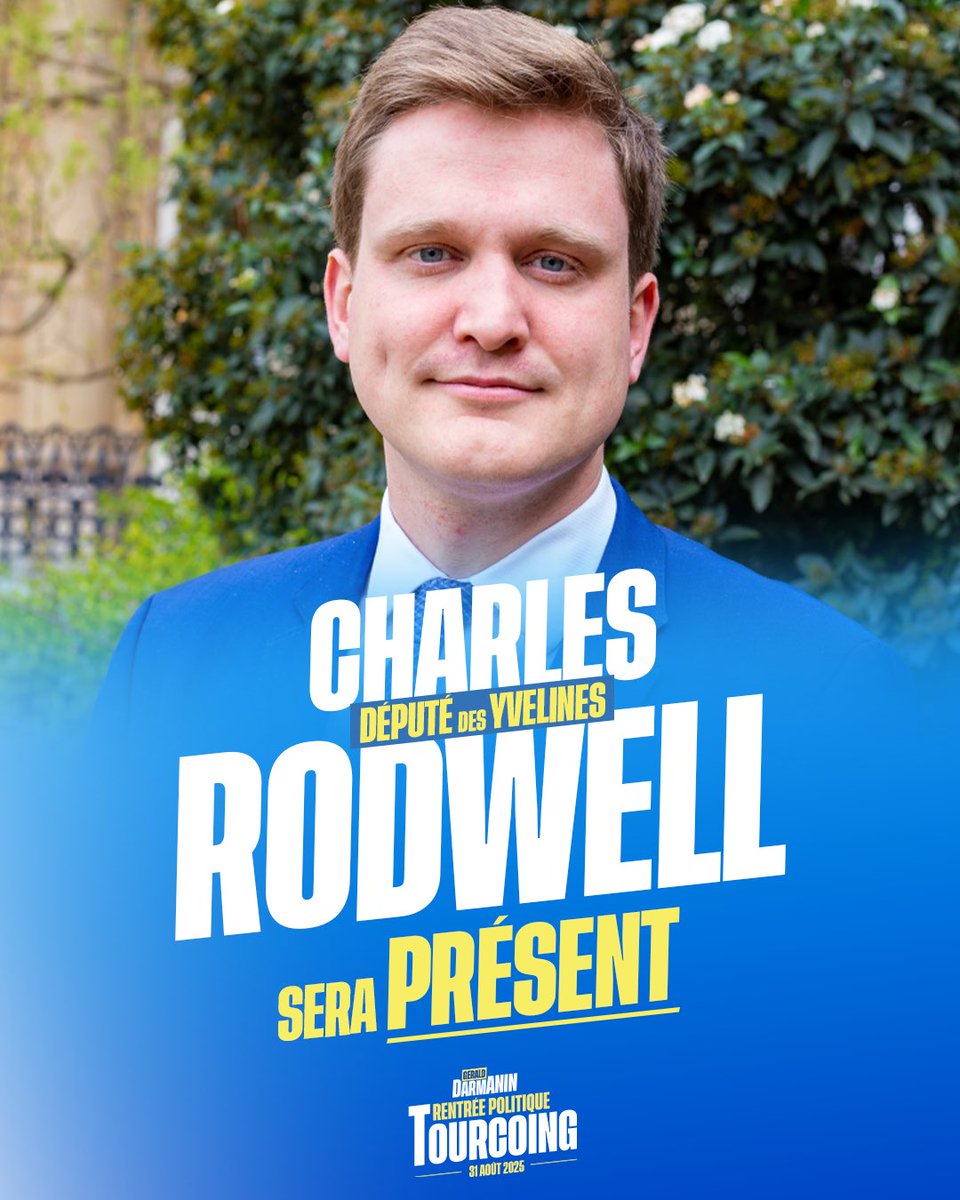🔴 <a href="/charlesrodwell_/">Charles Rodwell</a> sera présent à Tourcoing, le 31 août prochain ! Et vous ? Rejoignez-nous pour la rentrée politique de Gérald Darmanin !

Inscrivez-vous ➡️ form.qomon.org/tourcoing3/