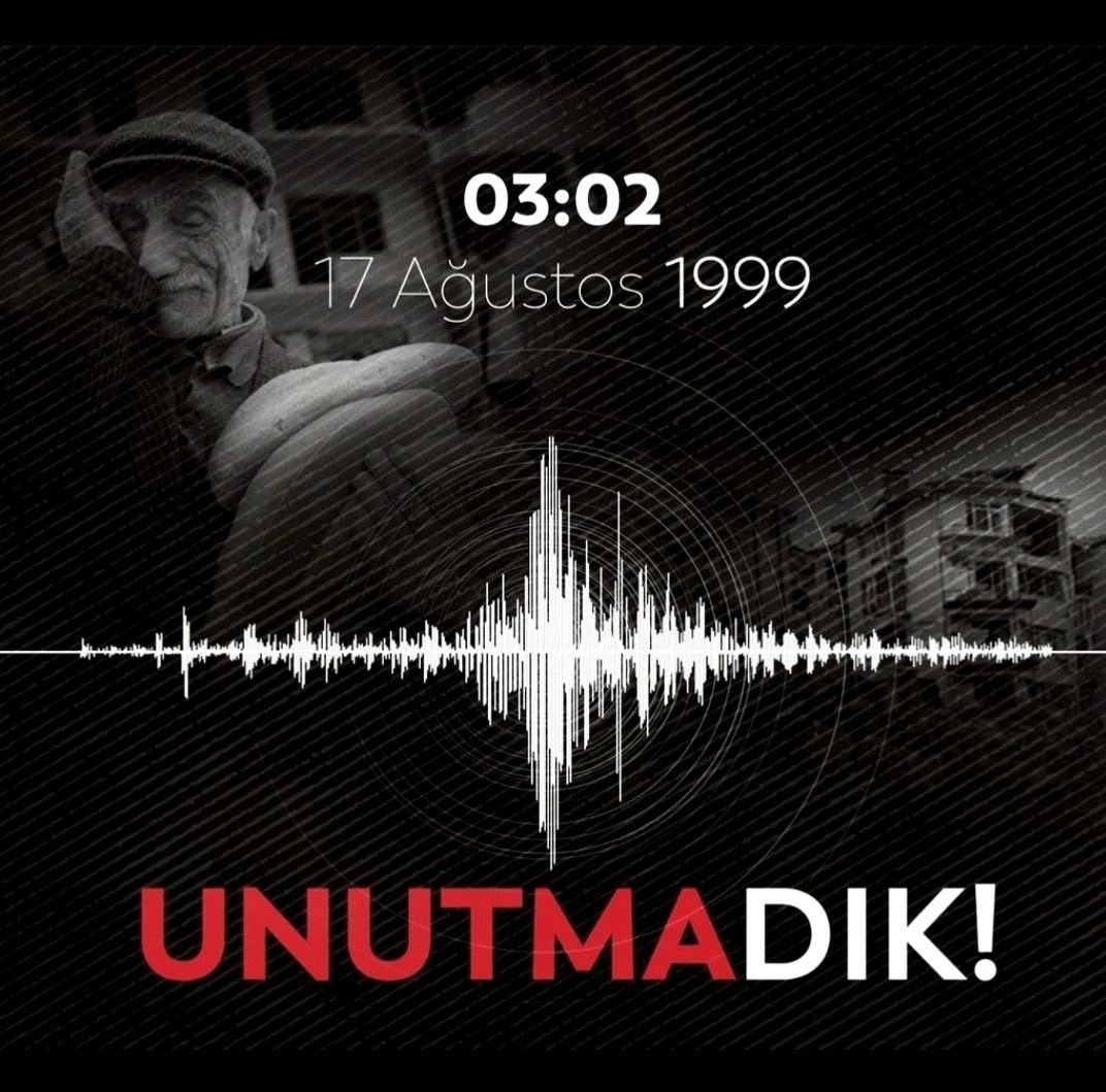 17 Ağustos'u Unutmadık.
Marmara Depremi'nin 26'ncı yıl dönümünde, hayatını kaybeden vatandaşlarımızı rahmetle anıyorum.
Rabbim ülkemizi her türlü felaketten korusun.

#17Agustos1999