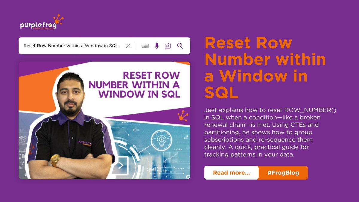 What happens when SubscriptionID 101 renews into 102?

Jeet tracks that with clean SQL logic and resets sequences perfectly.

📊 Read the Frog Blog by Jeet!

purplefrogsystems.com/2025/07/reset-… #SQL #SQLServer