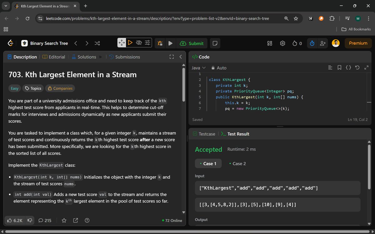 Manohar2909's tweet image. ๐ Day 78 of #100DaysOfCodingChallenge โ Mastering BST Node Deletion with Recursion & Inorder Successor
703. Kth Largest Element in a Stream
450. Delete Node in a BST
#BinarySearchTree #DSA #JavaProgramming #ProblemSolving #CodingChallenge #LeetCode #SoftwareEngineer #connect