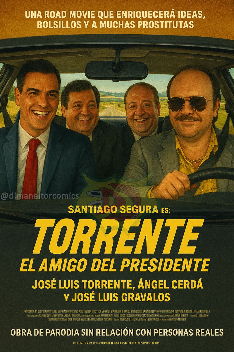 Dimaneitorcomi1's tweet photo. Santiago Segura ya dijo en el hormiguero de que iría Torrente 6, de él siendo candidato de NOX. Dado que con las tramas de Ábalos no ha reescrito el guion, se me ocurrió esto. #torrentepresidente
#torrente6 #torrente #joseluistorrente #santiagosegura #pedrosánchez #humor #psoe https://t.co/iMnnqOAPvQ