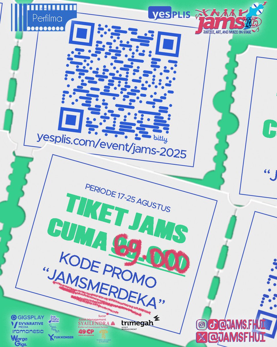 jamsfhui's tweet photo. DEMI MERDEKA, JAMS RELA NURUNIN HARGA?!

Eits, selain demi merdeka, demi kamu juga, nih❤️, JAMS rela banting harga biar kamu bisa ikut merayakan bareng JAMS 2025!🎉🎶 https://t.co/64H6ea9gb5