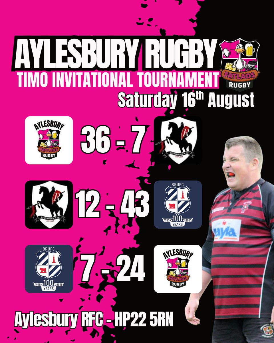 🏉 Huge thanks to all players &amp; supporters at the Timo Invitational! 💗👏 

Congrats to Mylo Davis &amp; Ben Every for stepping up! 

Welcome to our new players Sam, Selous &amp; Rhys! Exciting times ahead! 

🌟 Remembering Timo with great rugby &amp; laughs. 

#AylesburyRugby