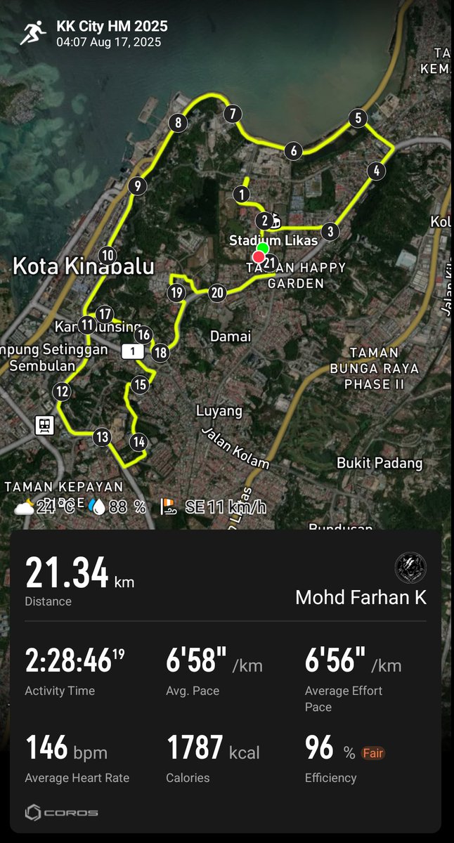 hanz's tweet photo. Lepas KK City HM 2025, sambung sikit di Teluk Likas 😁 https://t.co/AGLjVzFTtr