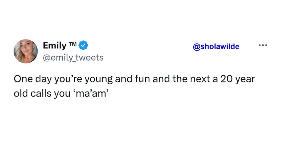 SholaWilde's tweet image. #growingold