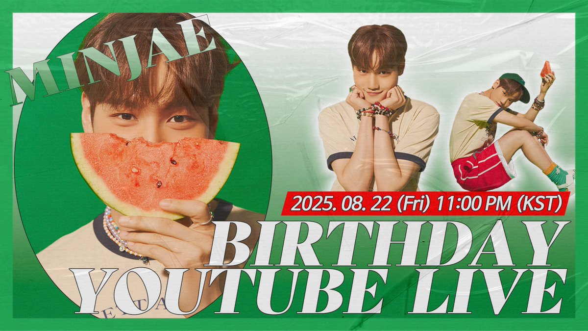 [📢]
✨🐻HAPPY MINJAE BIRTHDAY🐻✨

GEM 여러분!
8월 22일 유튜브 라이브에서 만나요🍰🎉

⏰2025. 08. 22 (Fri) 11:00PM (KST)
🔗 youtube.com/live/_nKMaGiwL…

#MCND #엠씨엔디 
#MINJAE #민재 
#HAPPYMINJAEDAY