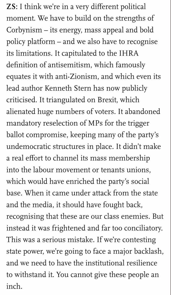 She's so real for this! And rightly calls out the romanticisation of the Corbyn years in a clear-eyed manner.