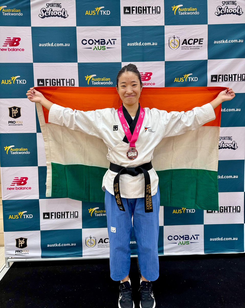 Congratulations to Miss Rupa Bayor on winning the Bronze Medal at the Australian Open WT G2 International Taekwondo Championship 2025 (Individual Poomsae, 18–30 yrs).

Her third successive medal and a historic hat-trick for India makes Arunachal truly proud.