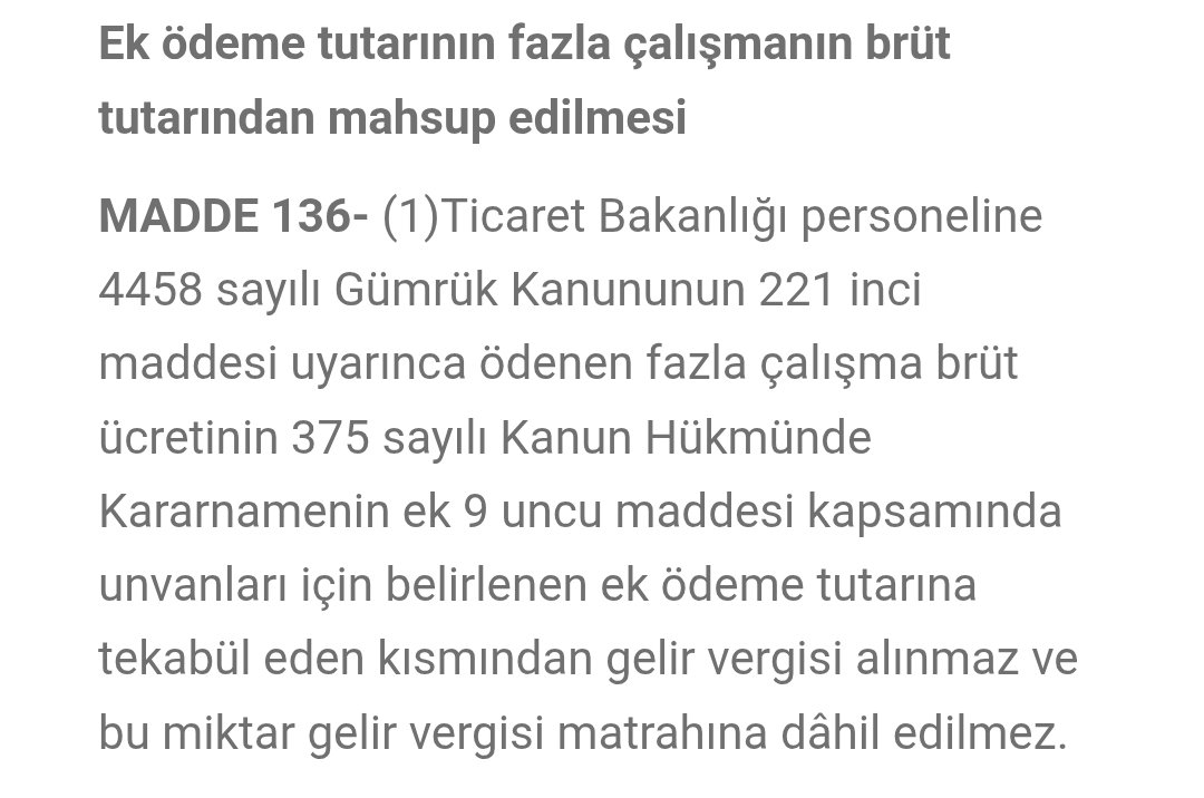 Ayda en az 240 saat çalışan GÜMRÜK MUHAFAZA memurlarının emeğinin karşılığı olan Fazla Çalışma Ücreti, kanuni olarak sadece Damga Vergisi'ne tabi tutulmalidir. Diğer kurumlarda durum böyleyken Gümrük Çalışanlarına bu ayırım neden?

<a href="/memetsimsek/">Mehmet Simsek</a>
<a href="/isikhanvedat/">Prof. Dr. Vedat Işıkhan</a>

#MemurHakkınıİstiyor