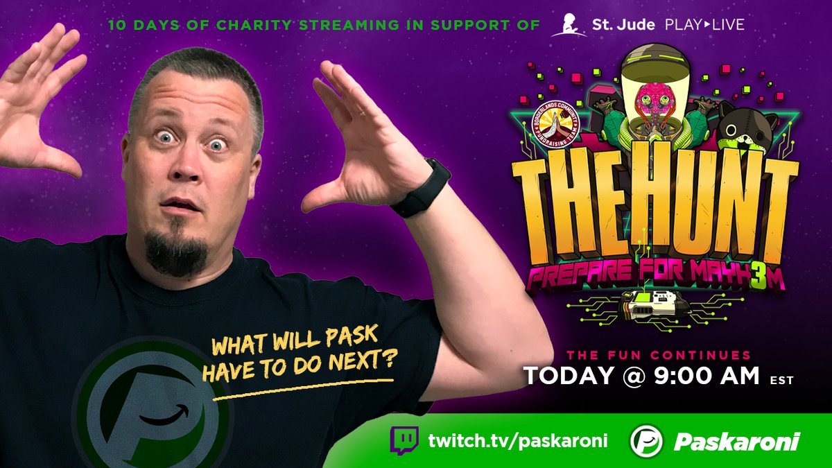 Paskaroni (@paskaroni_) on Twitter photo Day 3 of <a href="/thehuntcharity/">Borderlands Community Fundraising Team</a>'s #thehuntp4m is here!
β’ Lose the Dirt
β’ Skag Pizza
β’ Make Me a Siren
β’ Look Ma, No Hands
β’ Tiny Bubbles
β’ Bonus Rewards
All while I compete in The Hunt for <a href="/StJudePLAYLIVE/">St. Jude PLAY LIVE</a>
β
All the fun starts @ 9:00 am EST
twitch.tv/paskaroni
#ForTheKids Day 3 of <a href="/thehuntcharity/">Borderlands Community Fundraising Team</a>'s #thehuntp4m is here!
β’ Lose the Dirt
β’ Skag Pizza
β’ Make Me a Siren
β’ Look Ma, No Hands
β’ Tiny Bubbles
β’ Bonus Rewards
All while I compete in The Hunt for <a href="/StJudePLAYLIVE/">St. Jude PLAY LIVE</a>
β
All the fun starts @ 9:00 am EST
twitch.tv/paskaroni
#ForTheKids