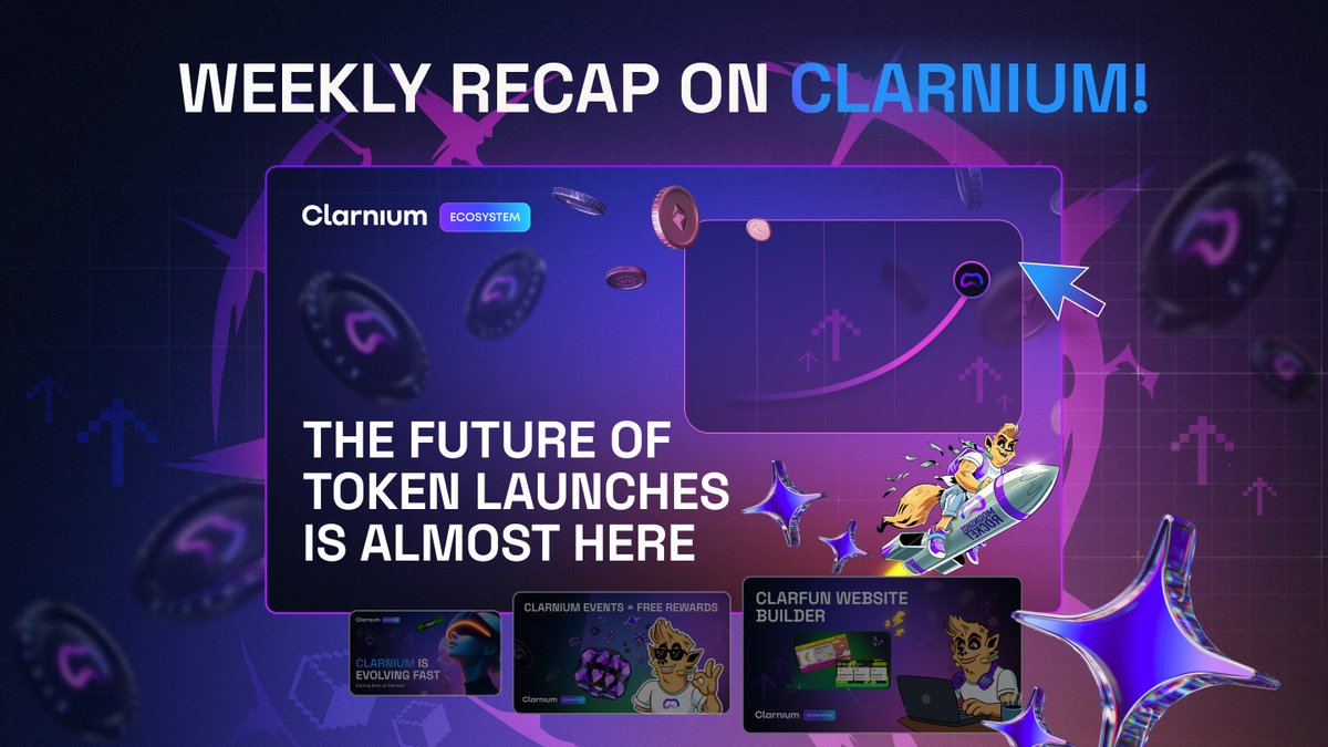 clarnium_io's tweet photo. Weekly Recap. What Clarnium Build, What’s Next

Another week and another step forward for us and our community.

Launch a token in 3 clicks, no code, no stress. Soon on Clarnium

ClarFun makes it easy. Full guide inside 👇
[https://t.co/SJLUThIAbk]

From tool to token-launch infra 

Clarnium is leveling up. See what’s coming in 2025 👇
[https://t.co/wVolVbtVFU]

Your AI Agent is more than automation - it’s a full growth team. 

See how it works on ClarFun 👇
[https://t.co/EKrAdSAPtn]

Follow us and turn on notifications so you don't miss our announcements, AMA sessions, and other important news!