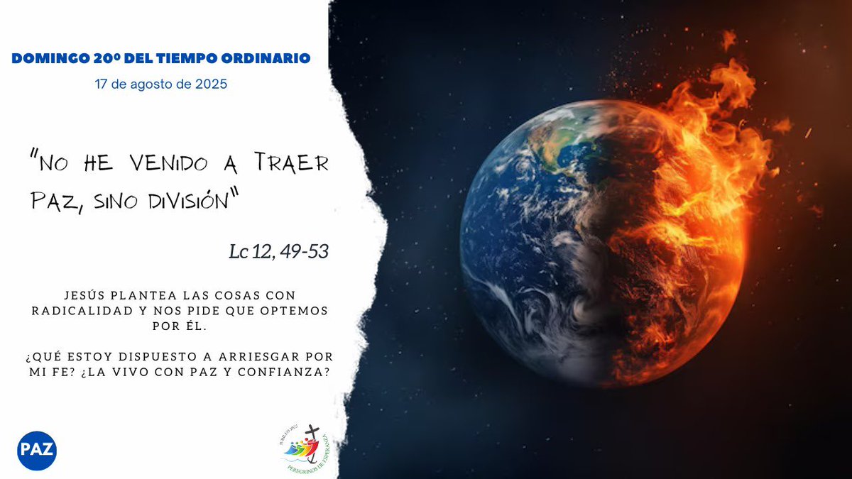 FeEspana's tweet photo. Aleluya, aleluya, aleluya.
Mis ovejas oyen mi voz –dice el Señor–, y yo las conozco, y ellas me siguen.
Aleluya, aleluya.
╬#Evangelio: #Lc12, 49-53.
No he venido a traer paz, sino división. https://t.co/riDDdBj1DY