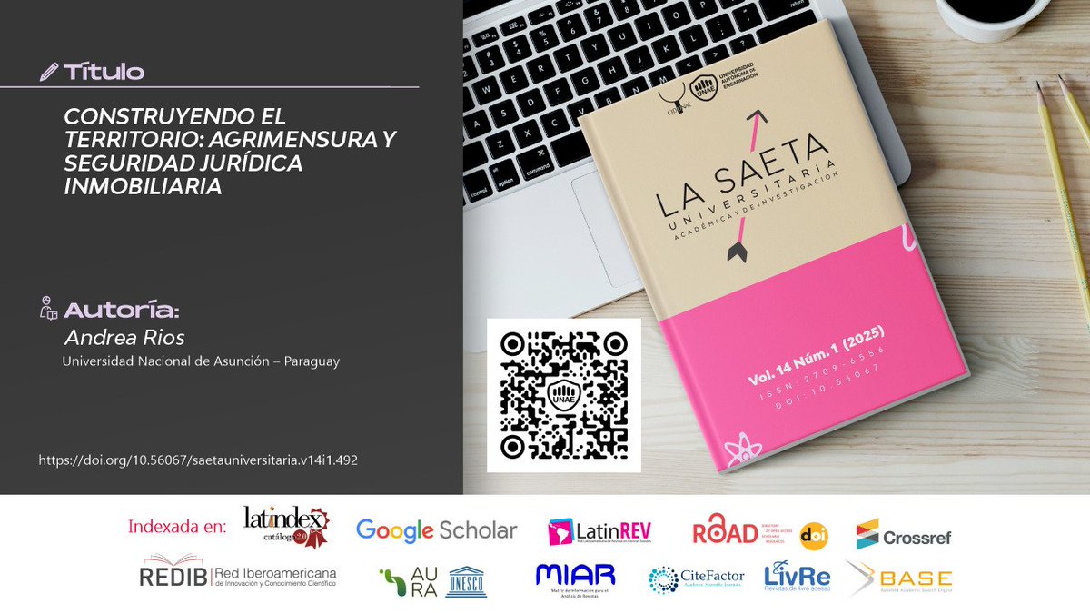 "Este estudio analiza la contribución de la agrimensura en la construcción del territorio, destacando su impacto en la seguridad jurídica y gestión territorial en Paraguay". 

Artículo completo: unae.edu.py/ojs/index.php/…

<a href="/UNAE_Enc/">UNAE</a>