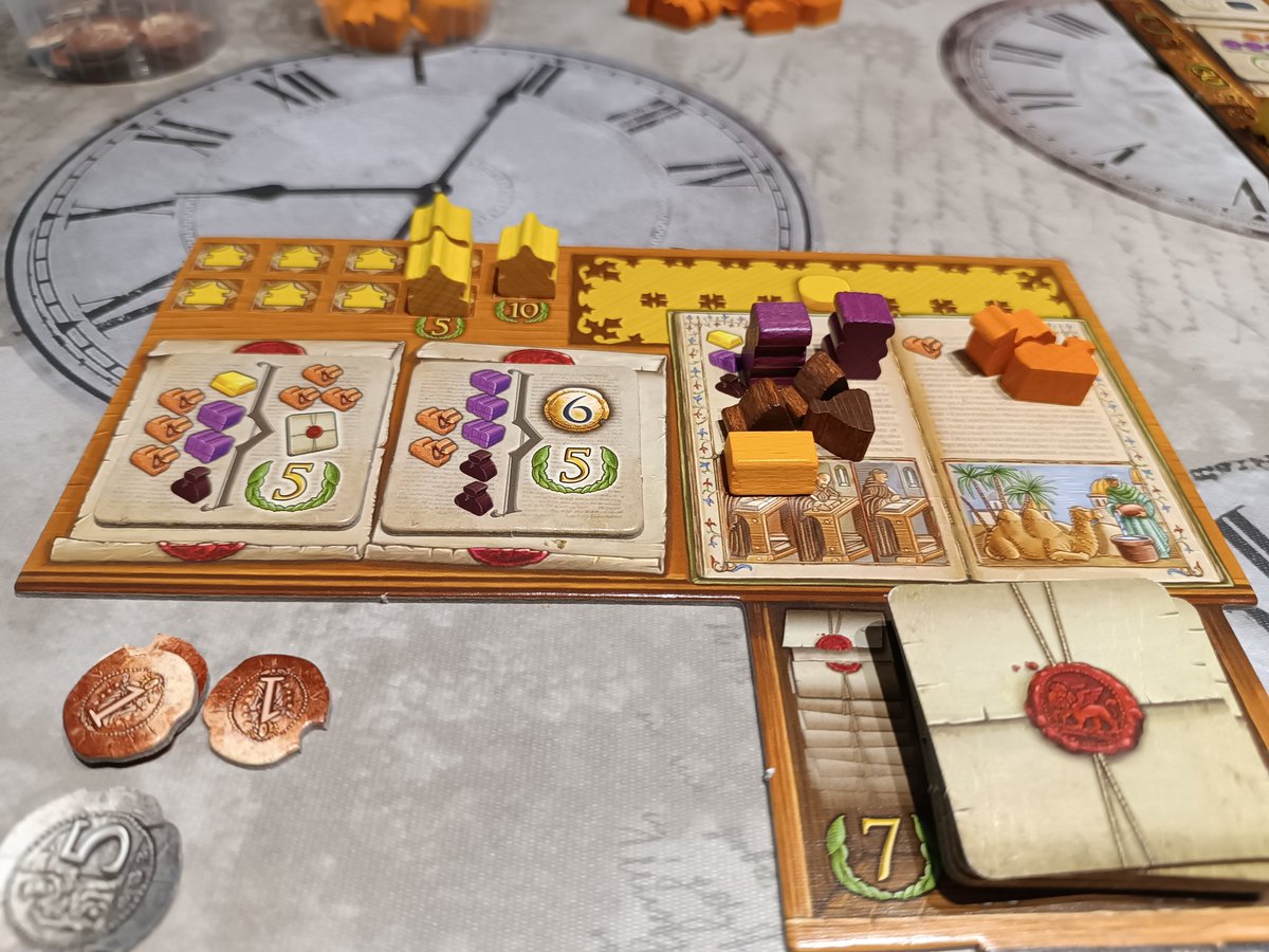 Los viajes de Marco Polo de <a href="/DevirIberia/">Devir Iberia</a> , a 2 jugadores 58 minutos, sabiéndolo jugar va como un tiro, me harté a contratos y gané a Ana.... MILAGROOOOO jajajaja, me van a matar pero me gusta más que el 2, cuestión de gustos supongo, 5 años sin jugarlo pillando polvo, una pena