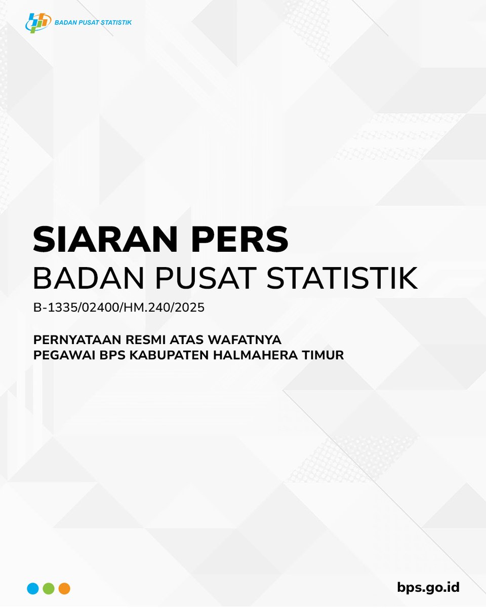 bps_statistics's tweet image. BPS telah kehilangan sosok pegawai yang amanah dan profesional, Karya Listyanti Pertiwi, S.Tr.Stat, pegawai BPS Kabupaten Halmahera Timur, Maluku Utara, yang akrab dipanggil Tiwi. Duka cita terdalam seluruh jajaran BPS atas kepergian Tiwi.