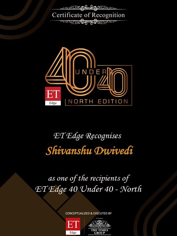 Honoured to be recognised in ET 40 Under 40 (North) by The Times Group &amp; <a href="/ET_Edge/">ET Edge</a> ! 

This milestone reflects the collective effort, belief &amp; support of everyone at <a href="/predulive/">Predulive Innovations Pvt. Ltd.</a> &amp; <a href="/PreduliveF/">Predulive Edutech Foundation</a>. The journey is just beginning! 

#ET40Under40 #Leadership #Innovation #PreduliveLabs