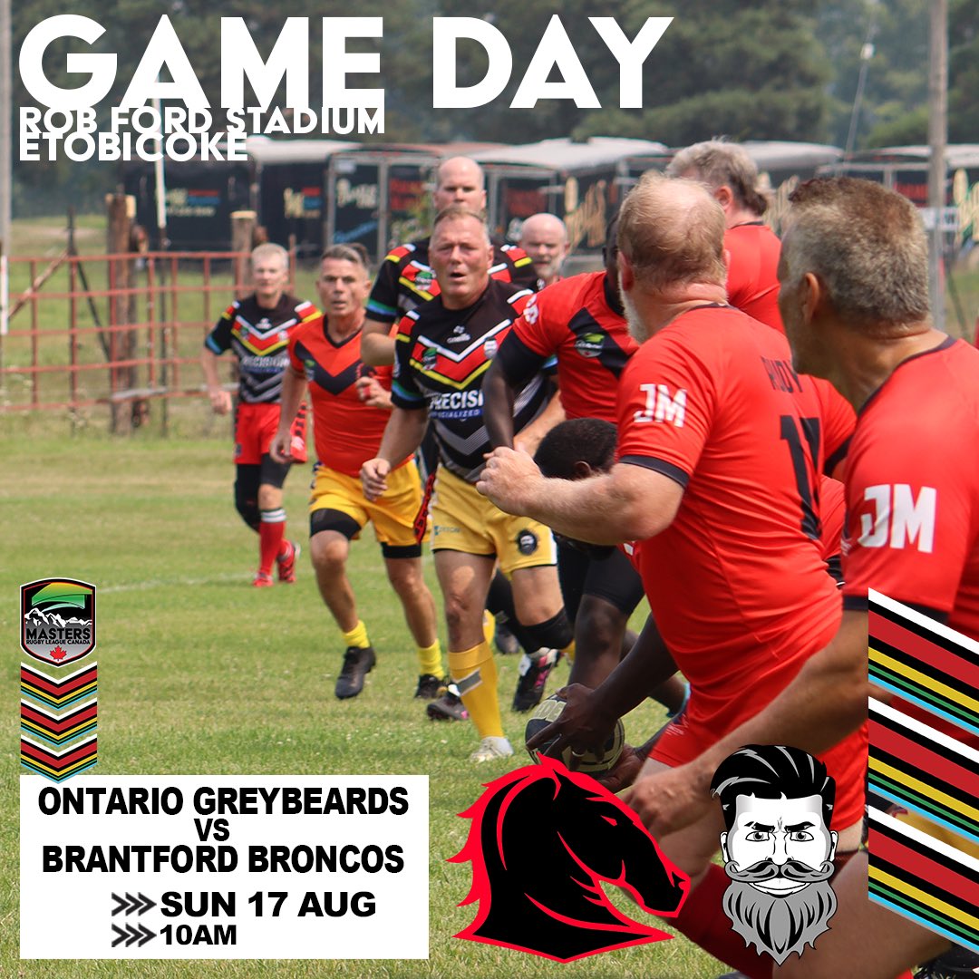 It’s Greybeard’s Game Day! Looking forward to the series finale against the <a href="/broncos_RL/">Brantford Broncos</a> Masters at Centennial Park.