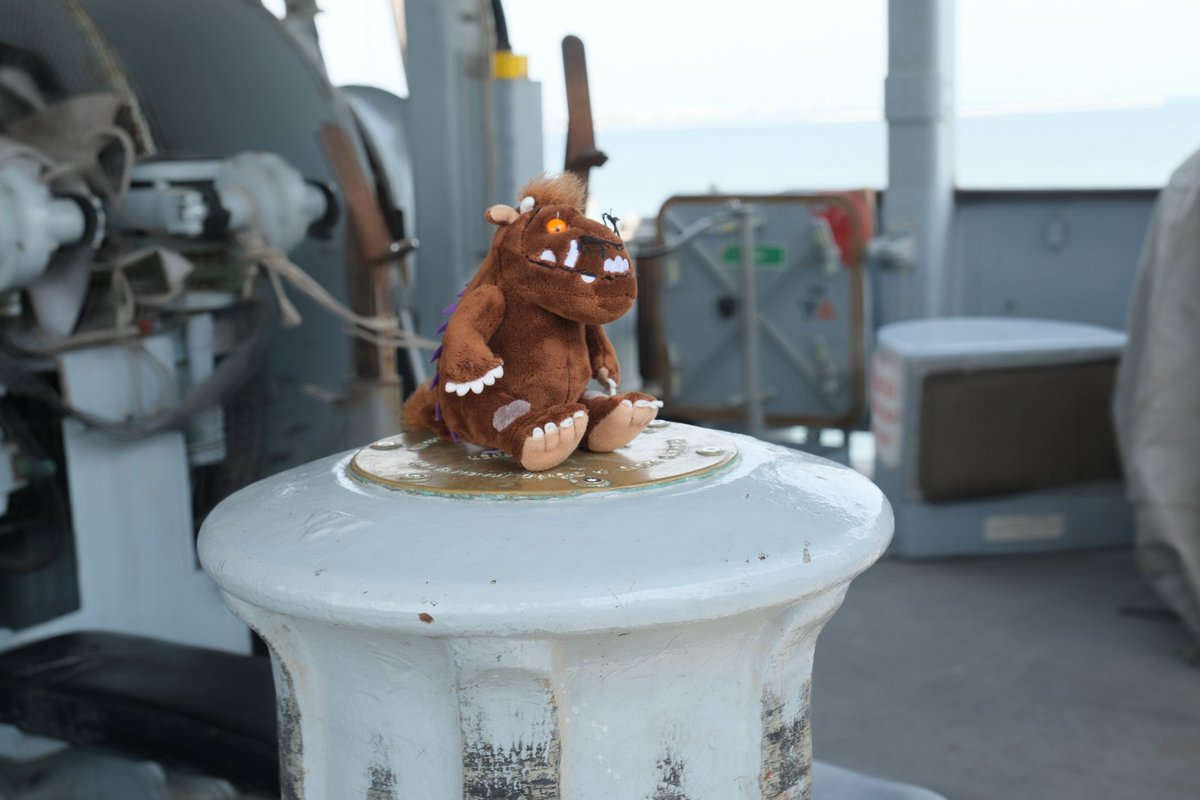 We've been hosting a very special guest...! 🐾

Thanks to <a href="/Aggie_Westons/">Aggie Weston's</a> charity &amp; the Chaplaincy <a href="/HMNBPortsmouth/">HMNB Portsmouth</a>, this mascot is joining us on our deployment adventures; from the bridge to diving ops, he’s been everywhere! 📸🌍

#GruffaloAdventures #FamilySupport
<a href="/ReadforGoodUK/">Read for Good</a>
