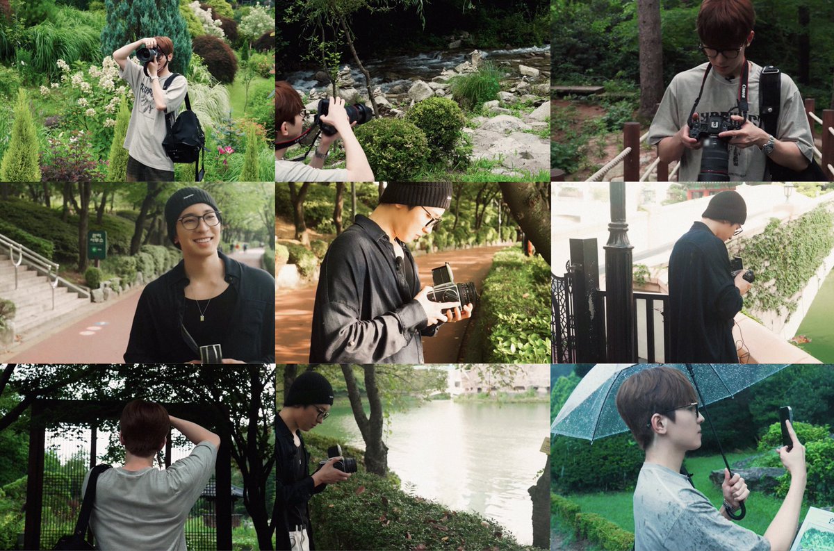 peaceful walk in the park with photographer wonwoo ☹️💚