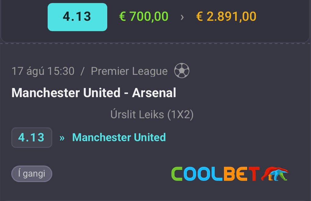 Einn heppinn sem lækar þetta fær €500 á Coolbet þegar United vinna❤️‍🔥