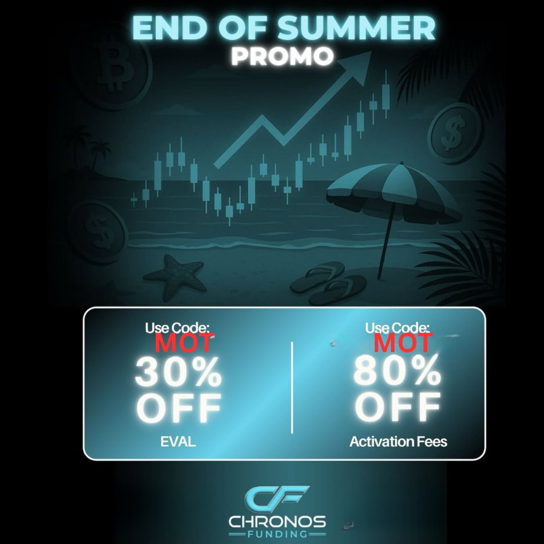 Get 30% off all evals with <a href="/ChronosFunding/">Chronos Funding</a> 's end of summer promo.

join.chronosfunding.com/MOT   Code: MOT

#propfirms #propfirm
