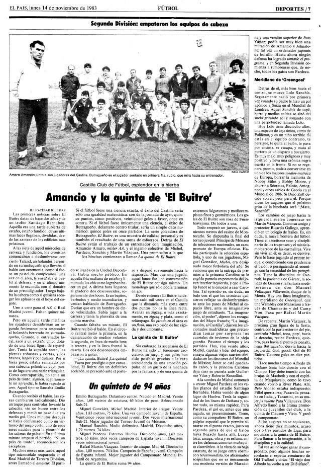 Iñaki Bustos (@inakibustos) on Twitter photo Castilla Club de Fútbol, esplendor en la hierba. Amancio y la quinta de "El Buitre". El periodismo deportivo que nos gustaba por Julio César Iglesias. 
#HalaCastilla Castilla Club de Fútbol, esplendor en la hierba. Amancio y la quinta de "El Buitre". El periodismo deportivo que nos gustaba por Julio César Iglesias. 
#HalaCastilla