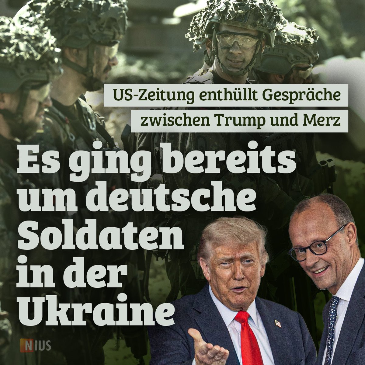 Vor einigen Monaten hatte Friedrich Merz das Thema noch wegwischen wollen. Nur werden Szenarien, in denen Bundeswehr-Soldaten in der Ukraine zum Einsatz kommen, immer wahrscheinlicher – Merz soll mit Trump schon darüber gesprochen haben.

nius.de/politik/news/u…