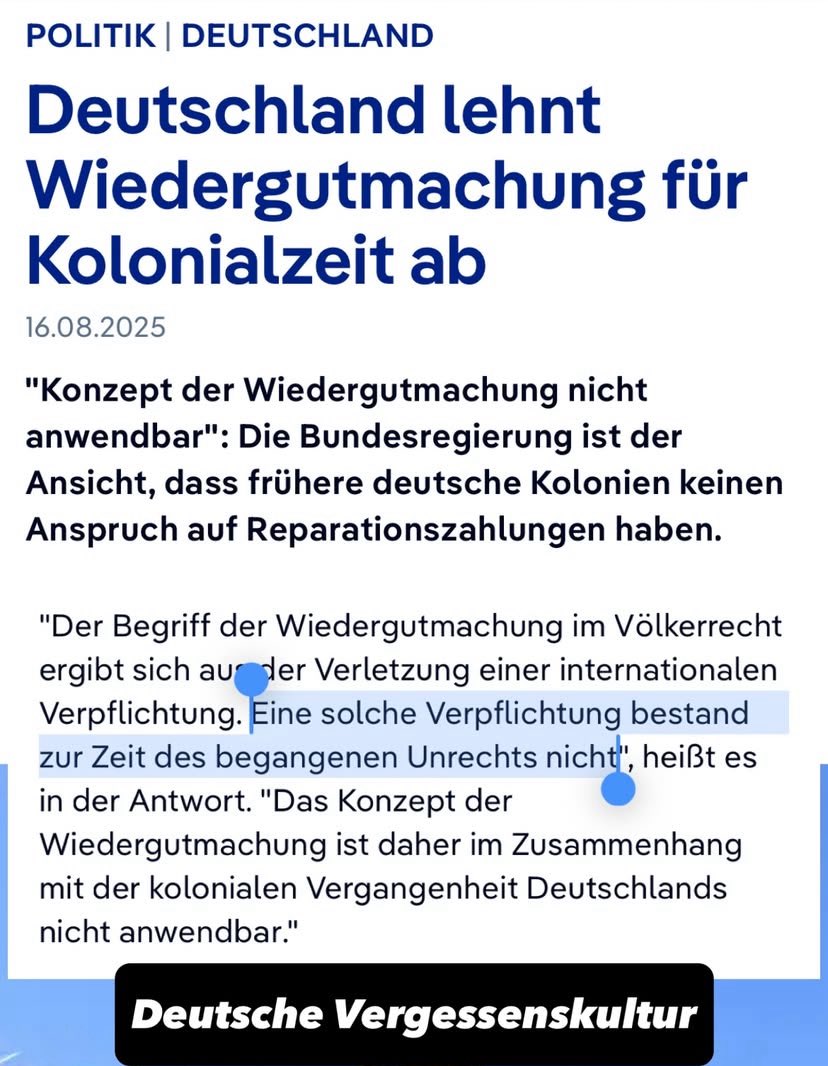 Sorry, wir haben euch zwar versklavt, ausgebeutet und ermordet – aber leider zu einer Zeit, wo Unrecht noch rechtens war. Pech gehabt! 

🤯