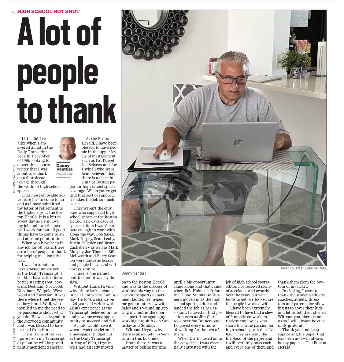Joe Dwinell (@joedwinell) on Twitter photo Danny V is more than a cherished colleague, he’s an inspiration. His work ethic is as unparalleled as his kindness. He’s retiring but won’t be forgotten here at the <a href="/bostonherald/">Boston Herald</a> … ever! bostonherald.com/2025/08/17/dan… Danny V is more than a cherished colleague, he’s an inspiration. His work ethic is as unparalleled as his kindness. He’s retiring but won’t be forgotten here at the <a href="/bostonherald/">Boston Herald</a> … ever! bostonherald.com/2025/08/17/dan…