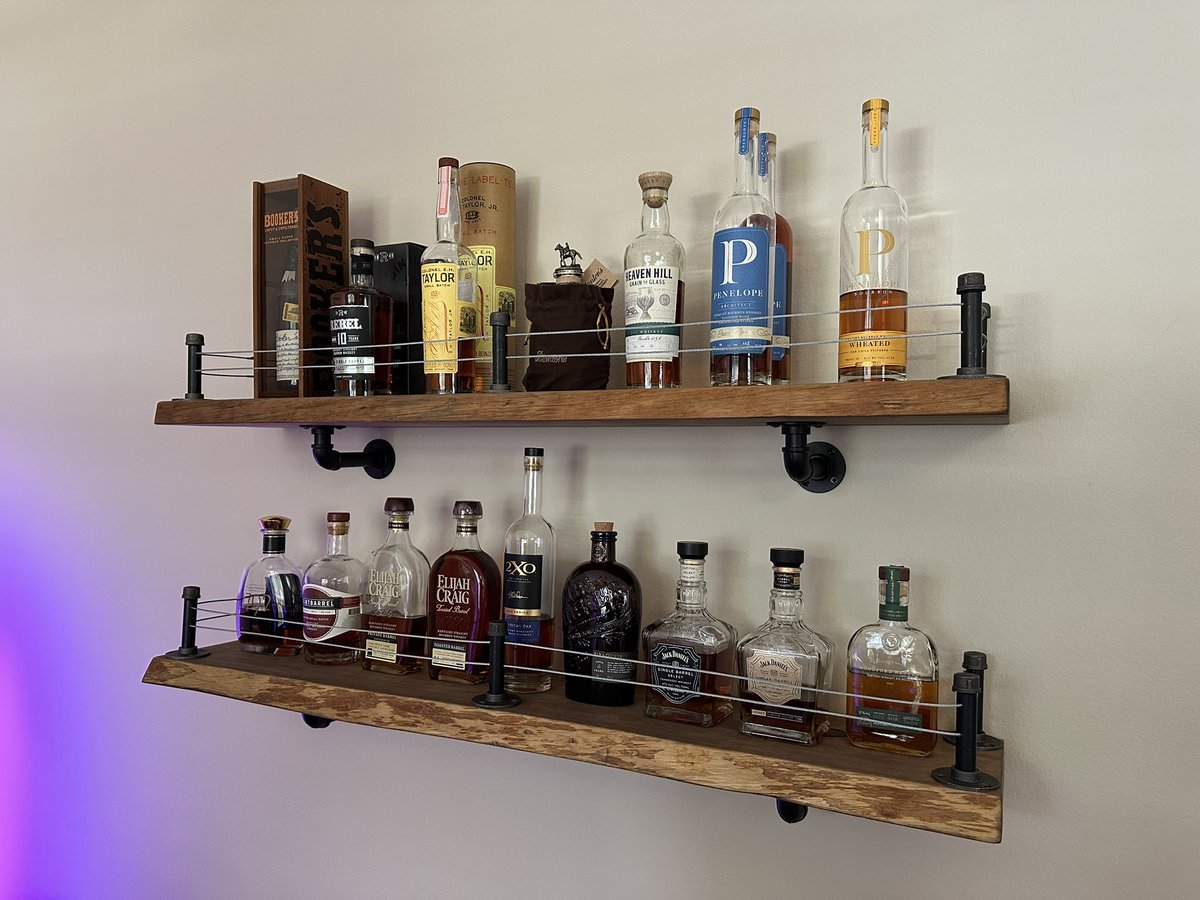 _RodSqwad's tweet photo. New bourbon shelves are up! Looks like I need a few more bottles to fill it up! https://t.co/rrO51Jje56