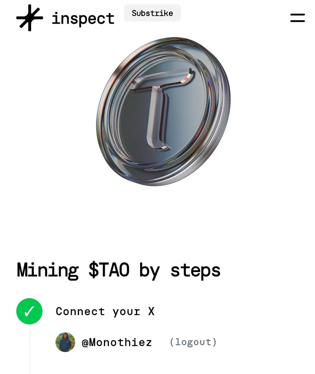 Monothiez's tweet photo. Still on  $TAO. Alpha 💥 

Easy 500$ is sure 😊 💯

This is how to position now!!

 To Mine $TAO powered by @inspectxyz 

To get started 
→Go to https://t.co/OXhxUZDpmR
→ Connect X account 
→Add EVM Wallet 
→ Start posting to mine 
→ engage with others to mine faster 

Remember : 1 $TAO = $370

its very simpl 
Retwt for others

Study: @zeebuofficial and @LumiterraGame