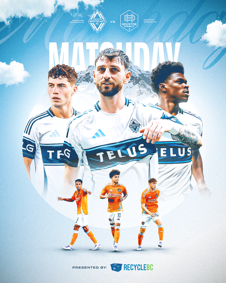 WhitecapsFC's tweet photo. H-Town Hits the North. 🏔️
 
♻️ Presented by @RecycleBC
🆚 @HoustonDynamo 
⏱️ 6:00 pm
 
🔹 Müller Arrival on Terry Fox Plaza at 3:30 pm, presented by @ChevroletCanada
🔹 Fan Zone 3:00 pm with beer garden, games, prizes & merch
🔹 First 20,000 fans receive an exclusive Müller poster

#VWFC | #VANvHOU