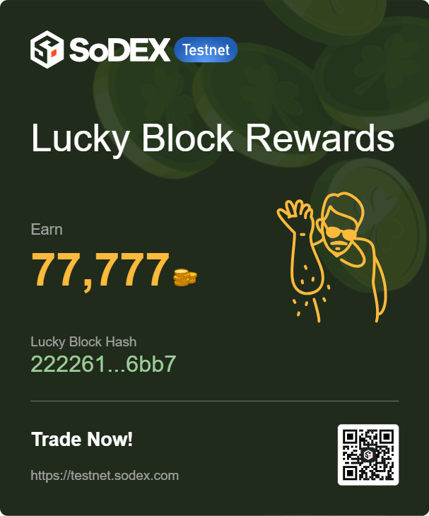TrieuKhem's tweet photo. I’ve won the Lucky Block! Come and get yours!

Trade and earn on SoDEX Now:
https://t.co/1vz9gkb2Ea https://t.co/R1VyscVjmH