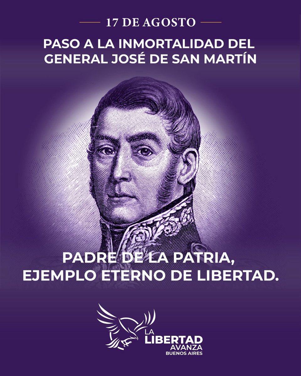 San Martín nos enseñó que la libertad se defiende con coraje y se conquista con hechos. Honremos su legado trabajando para que Argentina sea grande otra vez.