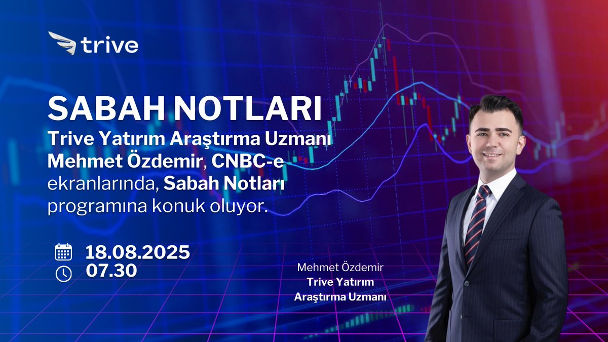 Trive Yatırım Araştırma Uzmanı <a href="/ozdemmirs/">Mehmet Özdemir</a> ,
📍 CNBC-e ekranlarında Sabah Notları programına konuk oluyor!

🗓️ 18 Ağustos 2025, Pazartesi
🕢 07:30

📊 Piyasalara dair önemli gelişmeler ve güne başlarken öne çıkan başlıklar bu programda!

#TriveYatırım #CNBCe #SabahNotları