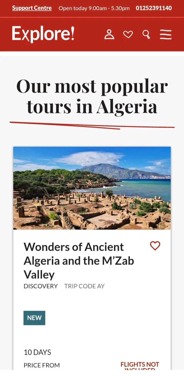 🟢✨الشركة البريطانية (Explore Worldwide) تدرج الجزائر ضمن برامجها السياحية تحت عنوان:  "رحلات استكشافية إلى الجزائر"🌍 ..
(استمتعوا بتجربة فريدة في الجزائر، من الآثار الرومانية العريقة إلى رمال الصحراء الذهبية، مروراً بالمدن الساحرة مثل العاصمة الجزائرية).