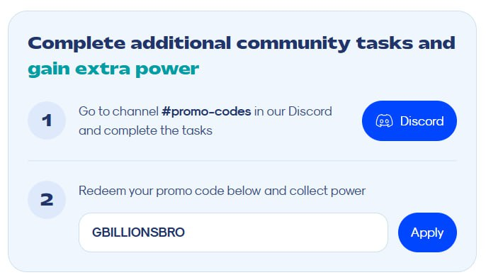 1bitcoin2024's tweet image. OMG! Just found a Billion Network promo code: GBILLIONSBRO!  Snag it for 200 extra Power Points! 🤩  Seriously considering upgrading now... who wants to join me?  #BillionNetwork #PowerPoints signup.billions.network/?rc=FRTSYGIQ