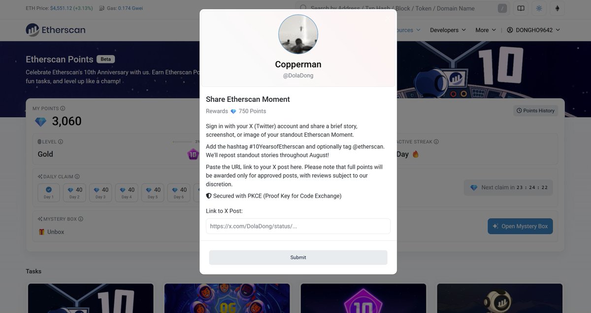 as you all know etherscan is running a point campaign to its OG users, that's any account that register before August 12 2025.  each user is awarded separate points depending on how long your account was registered.  the campaign is to last to 31st August.