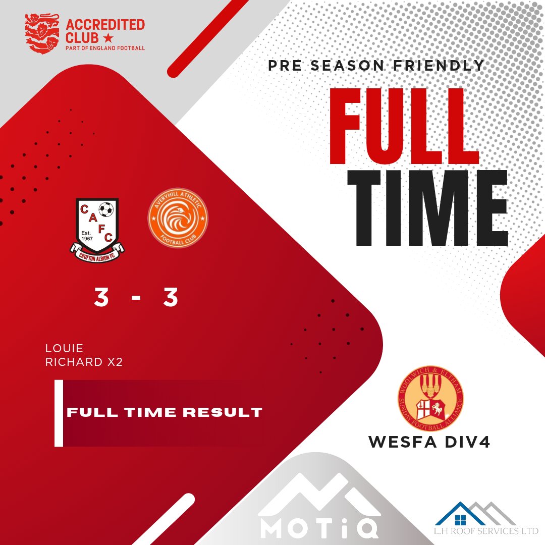 A good battle today against @elthampalacefc  
Could have won it at the last minute with a shot going just wide. 
And a few chances we should have scored. 
But a good game and a lot of positives to take from today. 
Best of luck with your season @elthampalacefc 🤝🏼
#croftonsundays