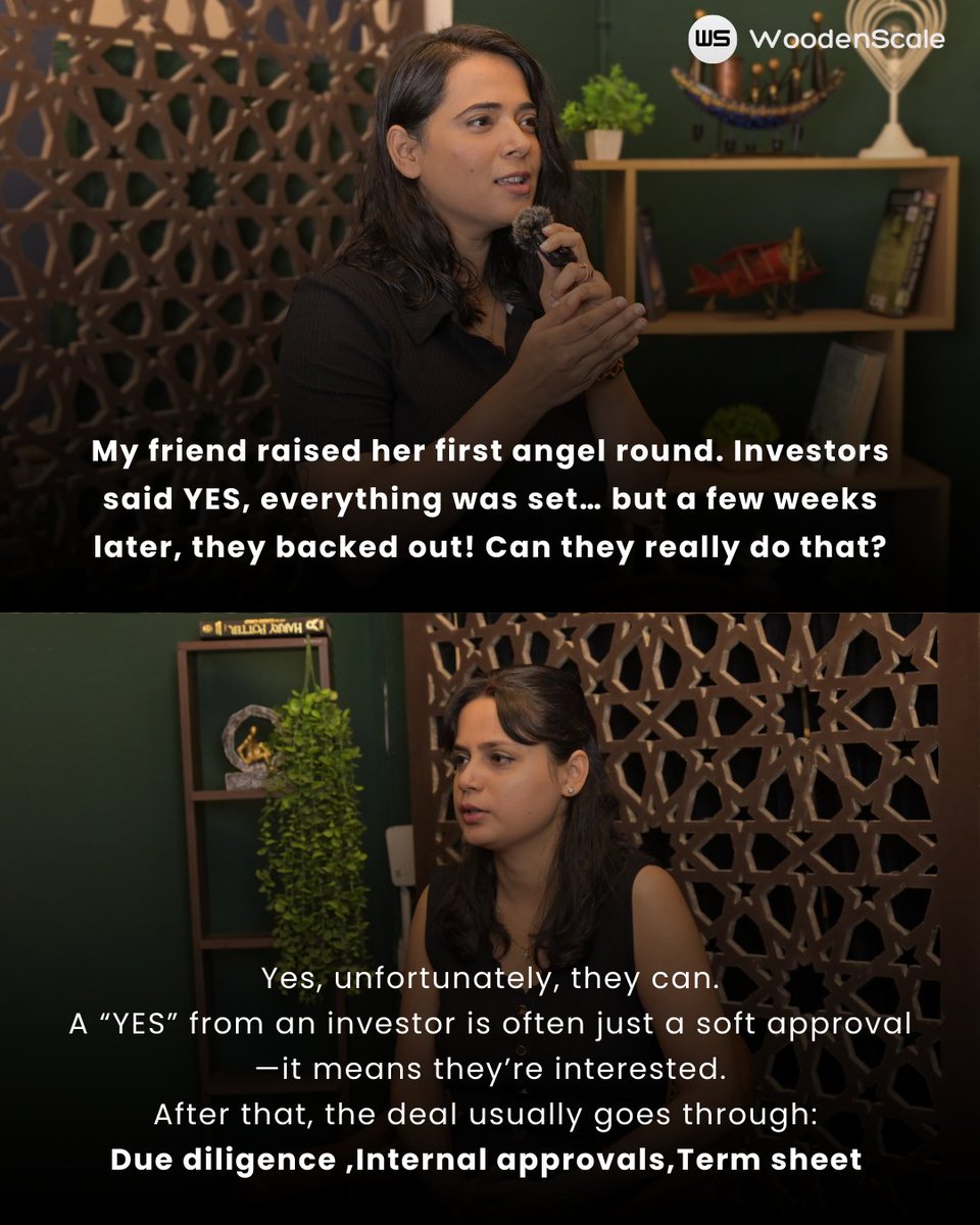 WoodenscaleAI's tweet photo. 💡 Fundraising Reality Check 💡
That investor "YES" is just the beginning. They can still back out after completing due diligence, obtaining internal approvals, and negotiating the term sheet.
Know the process before you need it 📋
.
.
.
.
Follow @WoodenscaleAI  for more startup knowledge.
.
.
.
#startup #Funds