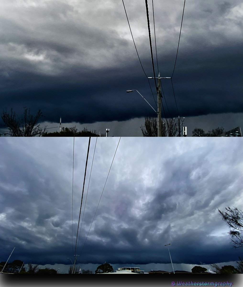 weathergraphy's tweet photo. 1/2 Angry teasing ominous Shelf roll cloud with suspicious bits under the base right across the SW, Sth, SE &amp; then West - on Friday, Aug 15 2025
.
@MagpieMetalcore @mareetimms @po1983 @Hailmo @The_FishmanAU #shelfcloud #rollcloud #Melbourneweather #Melbourne
More⬇️ https://t.co/6p09N7lYEw
