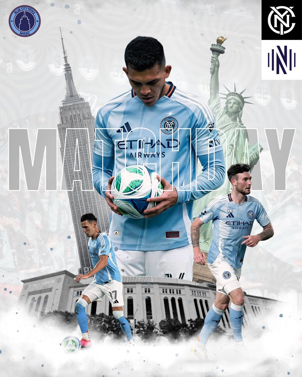 BlueCityNewss's tweet image. It’s MATCHDAY! Today the Boys in Blue will be facing off against Nashville SC in Yankee Stadium at 5:00PM EST. COYBIB💙

#nycfc #newyorkcityfc #mls