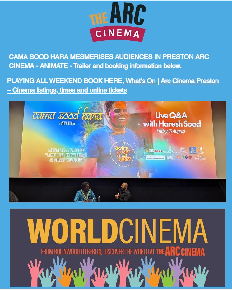 Cama Sood Hara
Running Successfully all weekend at Preston Arc Cinema.
Book here: bit.ly/3HdW7X2