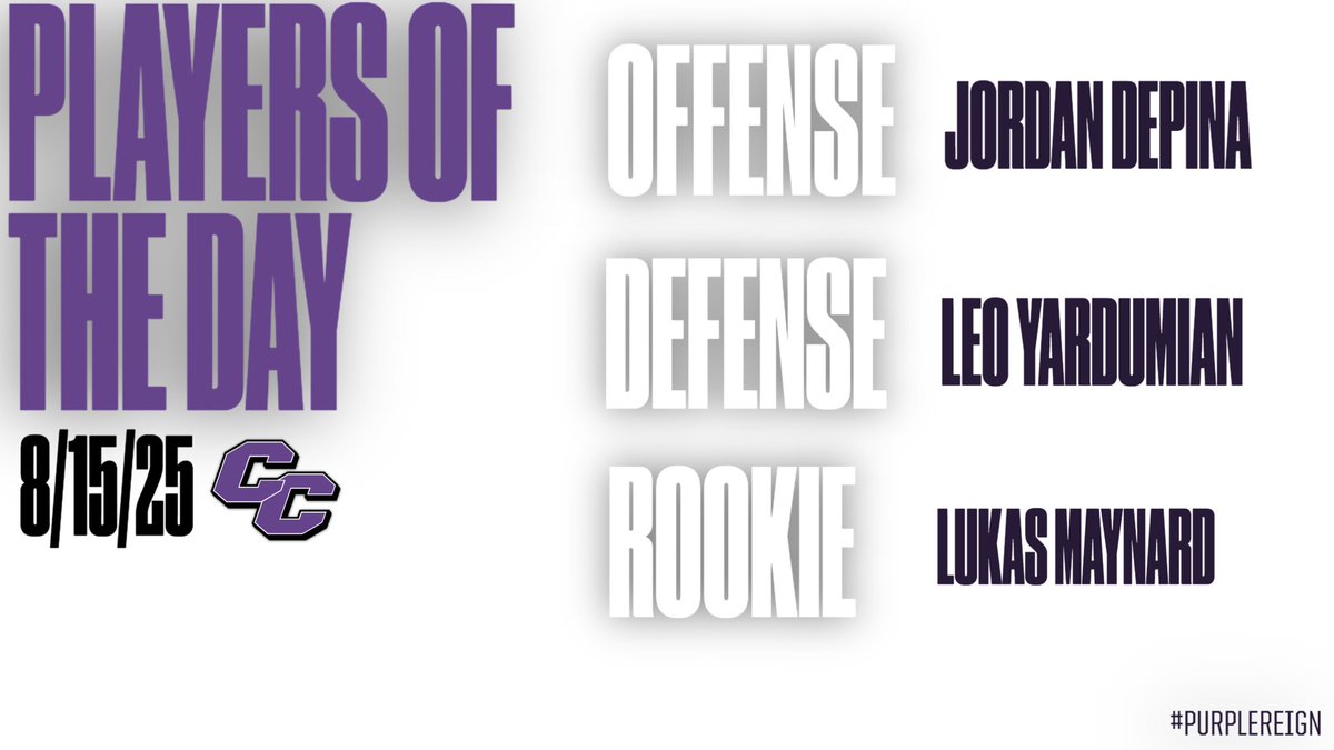 When it’s time for pads it’s time for guys to “show up!”

Congratulations to our players of the day‼️

#PurpleREIGN☔️