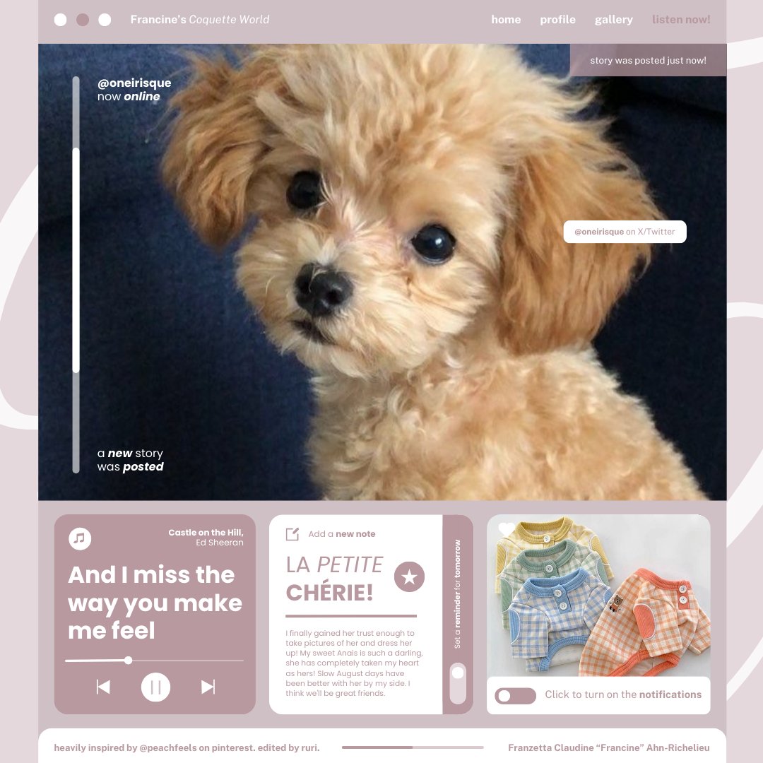 oneirisque's tweet image. ㅤㅤㅤㅤㅤ
ㅤㅤㅤla petite chérie francine stories!
ㅤㅤㅤ𖥻 2025년 08월 17일⨾ 08:49 PM
ㅤㅤㅤㅤㅤ